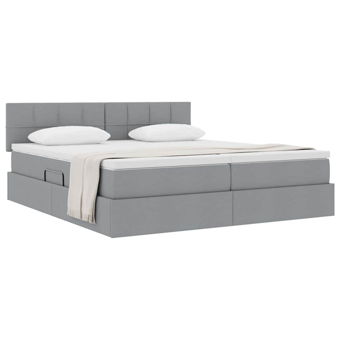 Pat cu storage Gri deschis 200 x 200 cm Piele artificială - WALTI WALTI