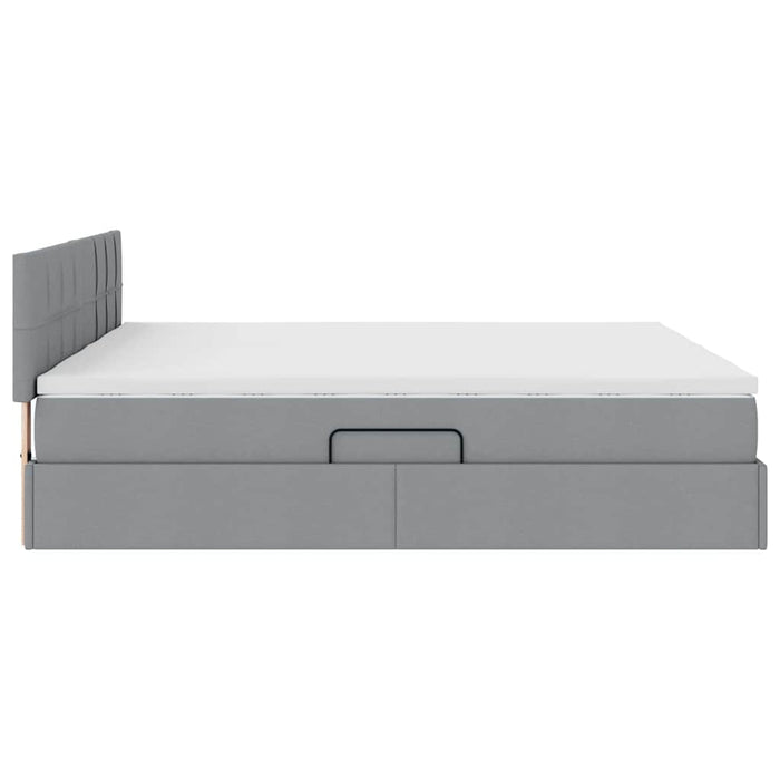 Pat cu storage Gri deschis 200 x 200 cm Piele artificială - WALTI WALTI