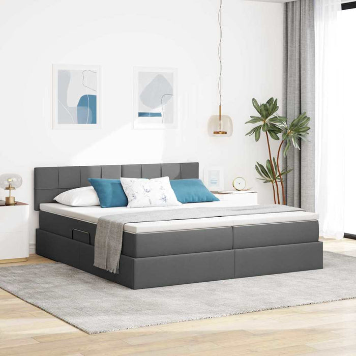 Pat cu storage Gri închis 200 x 200 cm Piele artificială - WALTI WALTI
