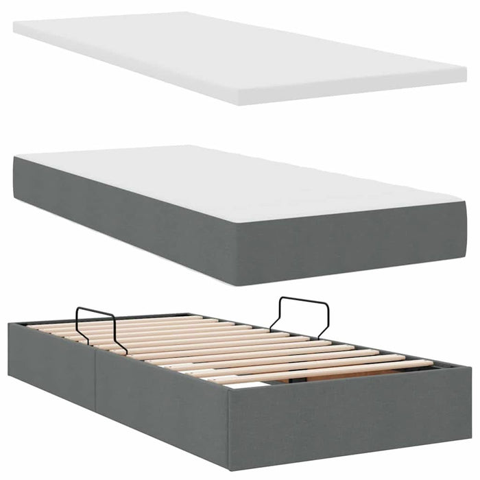 Pat cu storage Gri închis 200 x 200 cm Piele artificială - WALTI WALTI