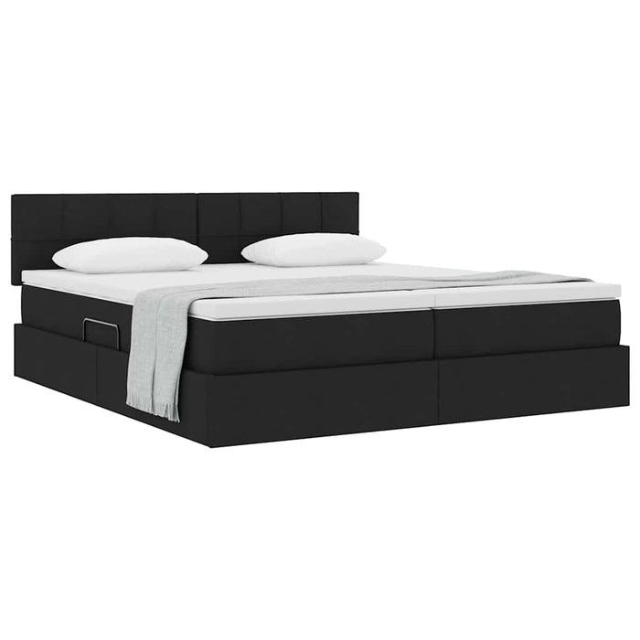 Pat cu storage cu saltea Negru 200 x 200 cm Piele artificială WALTI
