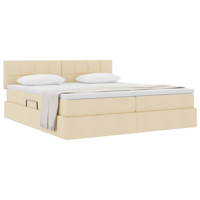 Pat cu storage cu saltea Creme 200 x 200 cm Piele artificială WALTI