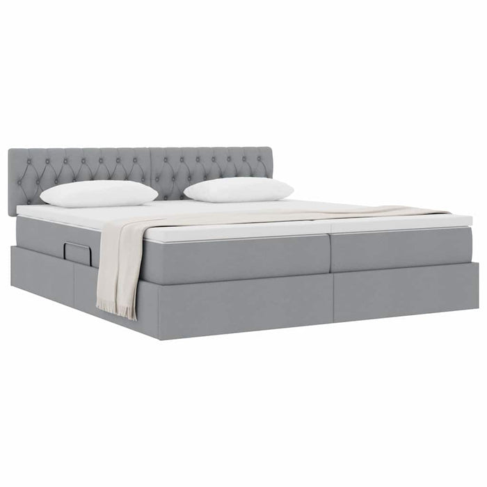 Pat cu storage Gri deschis 180 x 200 cm Piele artificială WALTI