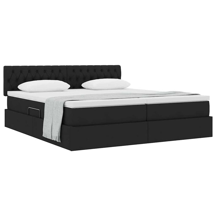 Pat cu storage cu saltea Negru 180 x 200 cm Piele artificială WALTI