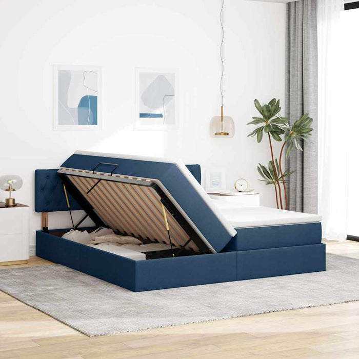 Pat cu storage albastru 180 x 200 cm Piele artificială - WALTI WALTI