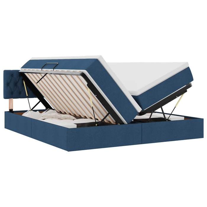 Pat cu storage albastru 180 x 200 cm Piele artificială - WALTI WALTI