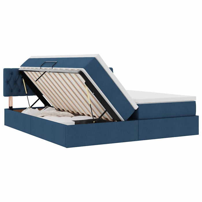 Pat cu storage albastru 180 x 200 cm Piele artificială - WALTI WALTI