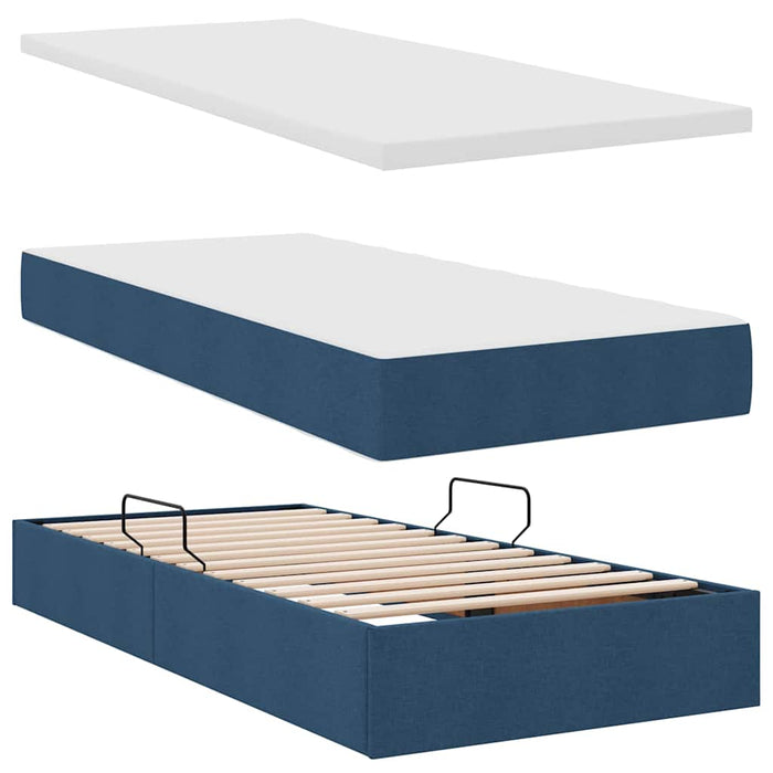 Pat cu storage albastru 180 x 200 cm Piele artificială - WALTI WALTI