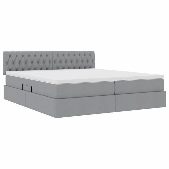 Pat cu storage Gri deschis 200 x 200 cm Piele artificială - WALTI WALTI