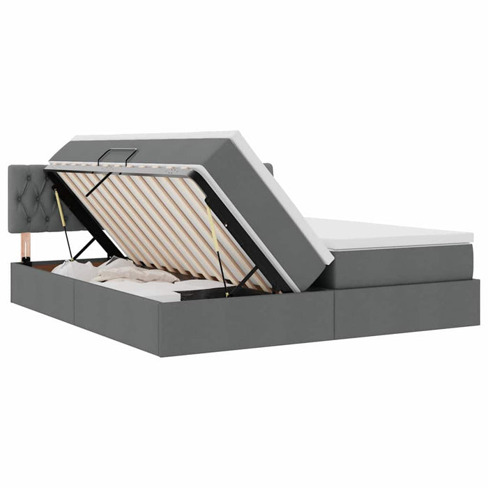 Pat cu storage Gri închis 200 x 200 cm Piele artificială - WALTI WALTI