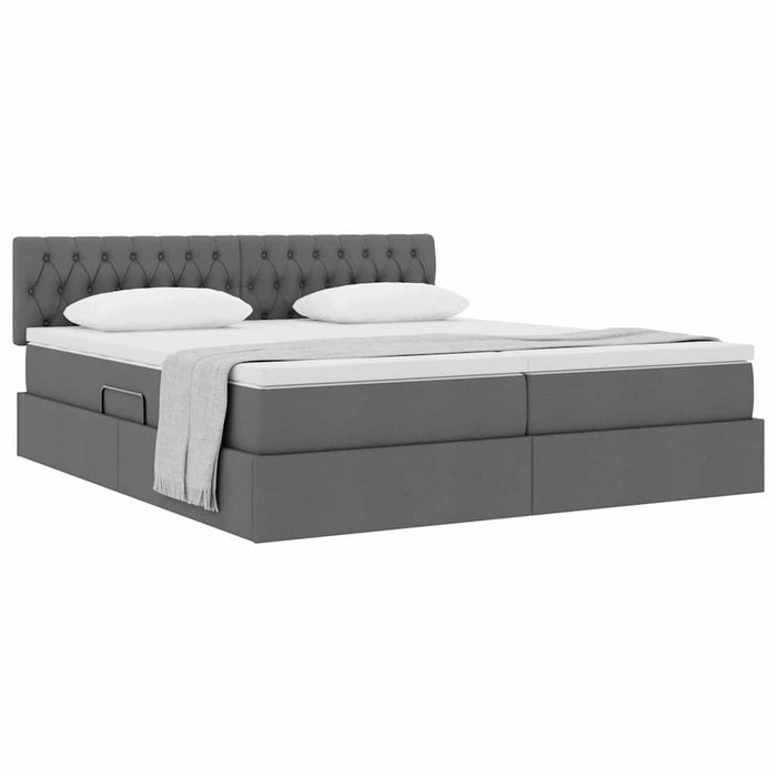 Pat cu storage Gri închis 200 x 200 cm Piele artificială - WALTI WALTI