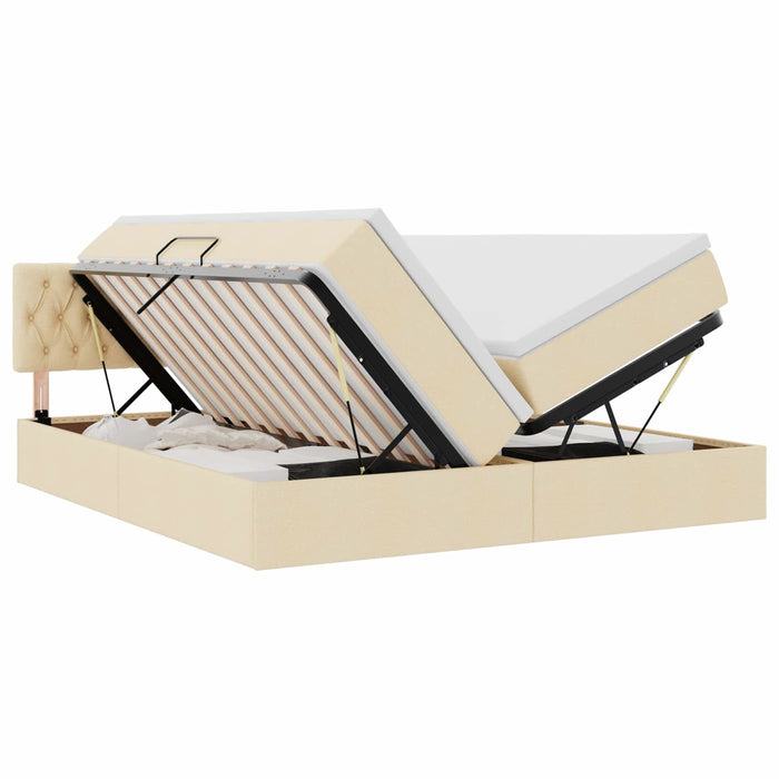 Pat cu storage cu saltea Creme 200 x 200 cm Piele artificială - WALTI WALTI