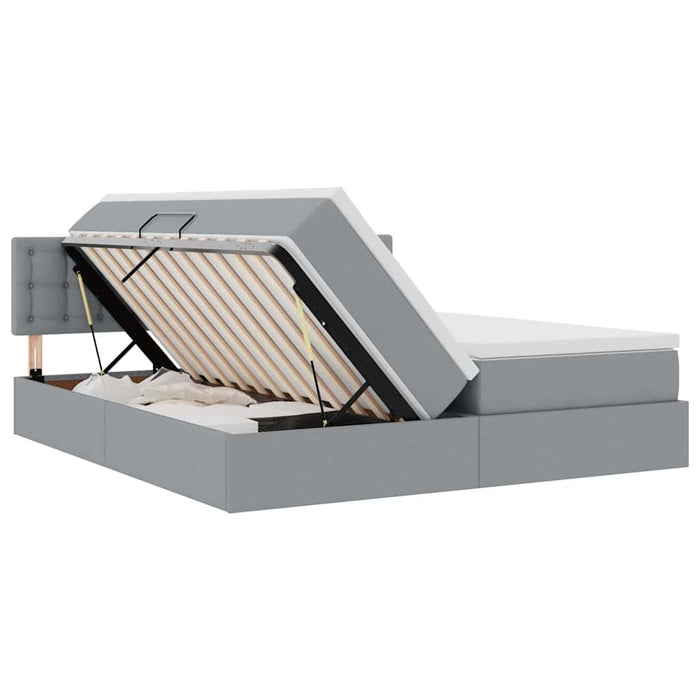Pat cu storage Gri deschis 180 x 200 cm Piele artificială - WALTI WALTI