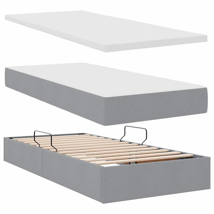 Pat cu storage Gri deschis 180 x 200 cm Piele artificială - WALTI WALTI