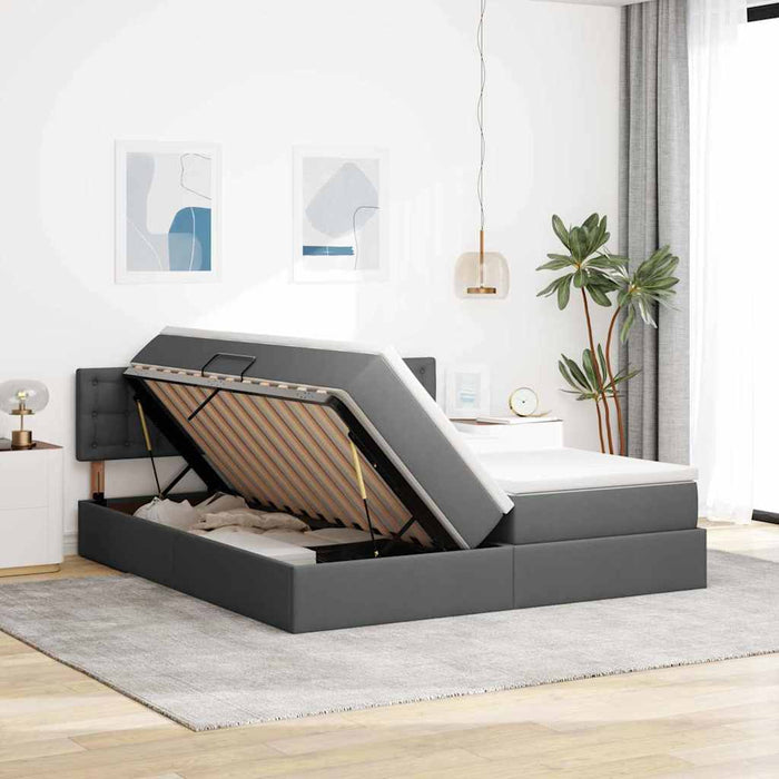 Pat cu storage Gri închis 180 x 200 cm Piele artificială - WALTI WALTI