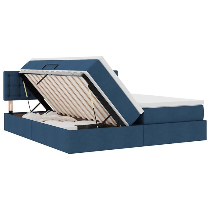 Pat cu storage albastru 180 x 200 cm Piele artificială - WALTI WALTI