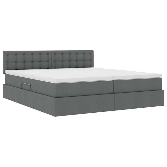 Pat cu storage Gri închis 200 x 200 cm Piele artificială - WALTI WALTI