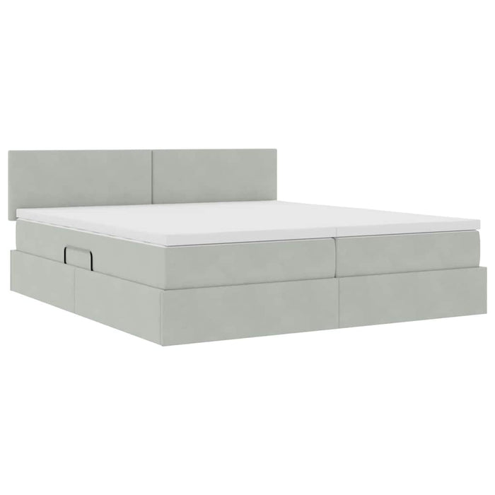 Pat cu storage cu saltea cu headboard Gri deschis 90 x 200 cm - WALTI WALTI