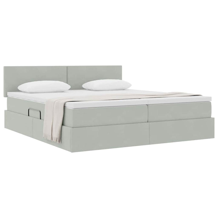 Pat cu storage cu saltea cu headboard Gri deschis 90 x 200 cm - WALTI WALTI