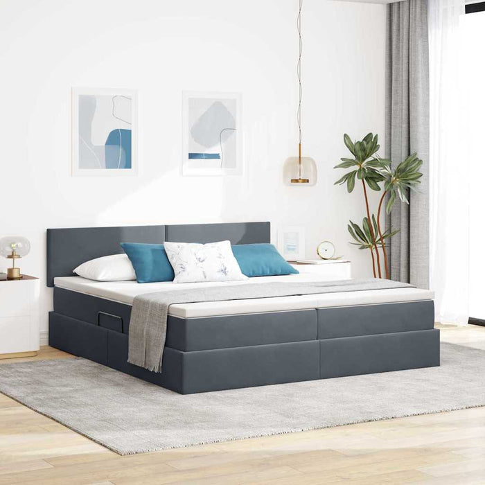 Pat cu storage cu saltea cu headboard Gri închis 100 x 200 cm - WALTI WALTI