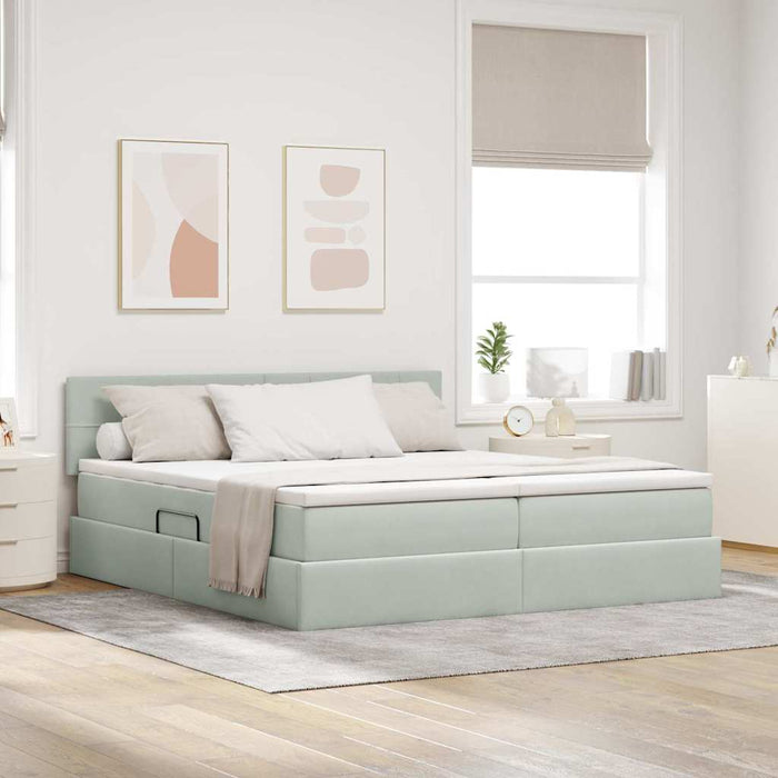 Pat cu storage cu saltea cu headboard Gri deschis 90 x 200 cm - WALTI WALTI