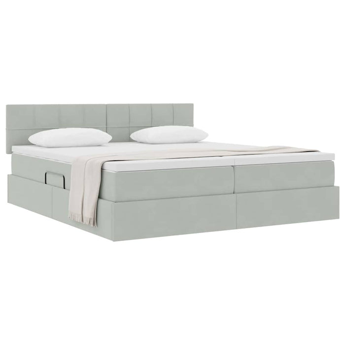 Pat cu storage cu saltea cu headboard Gri deschis 90 x 200 cm - WALTI WALTI