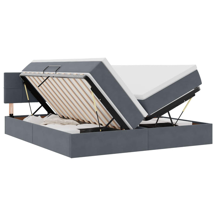 Pat cu storage cu saltea cu headboard Gri închis 90 x 200 cm - WALTI WALTI