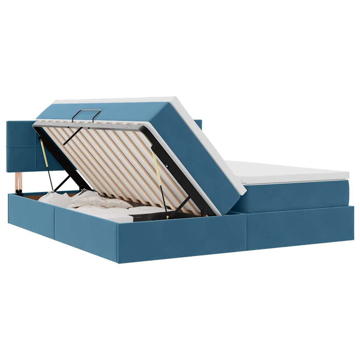 Pat cu storage cu saltea Albastru închis 100 x 200 cm - WALTI WALTI