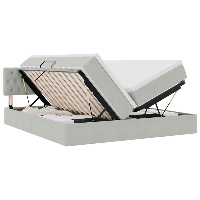 Pat cu storage cu saltea cu headboard Gri deschis 90 x 200 cm - WALTI WALTI