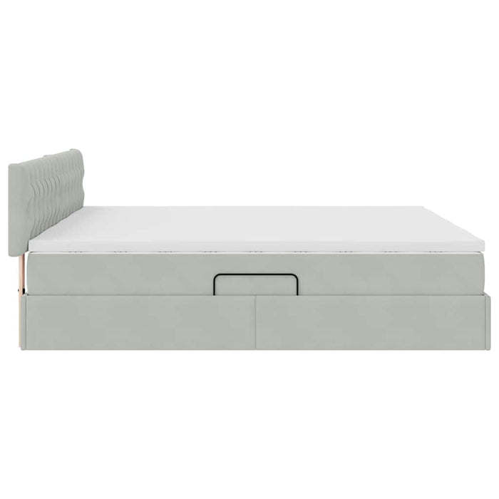 Pat cu storage cu saltea cu headboard Gri deschis 90 x 200 cm - WALTI WALTI
