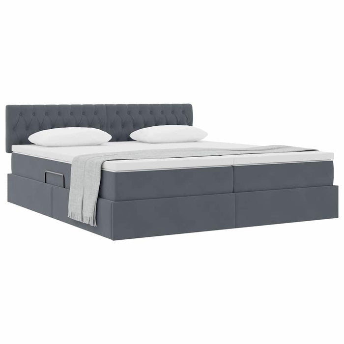 Pat cu storage cu saltea cu headboard Gri închis 90 x 200 cm - WALTI WALTI