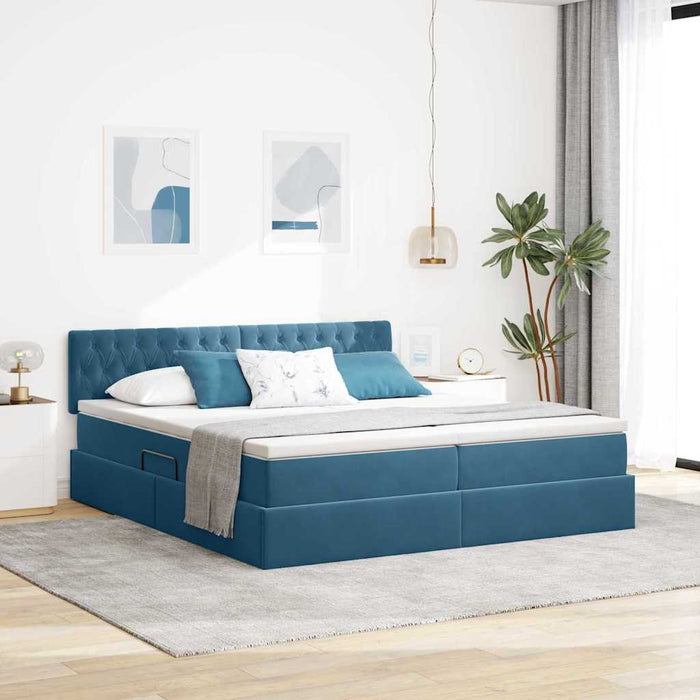 Pat cu storage cu saltea Albastru închis 90 x 200 cm - WALTI WALTI
