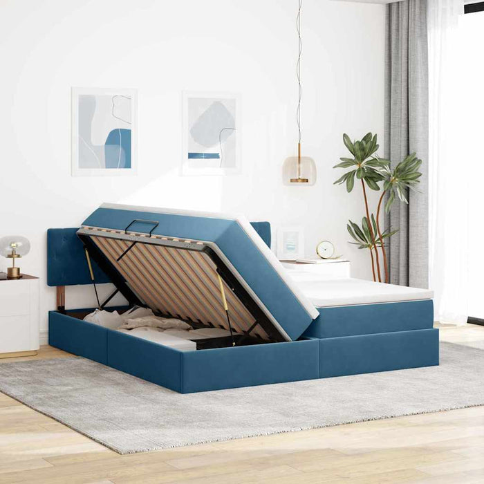 Pat cu storage cu saltea Albastru închis 90 x 200 cm - WALTI WALTI