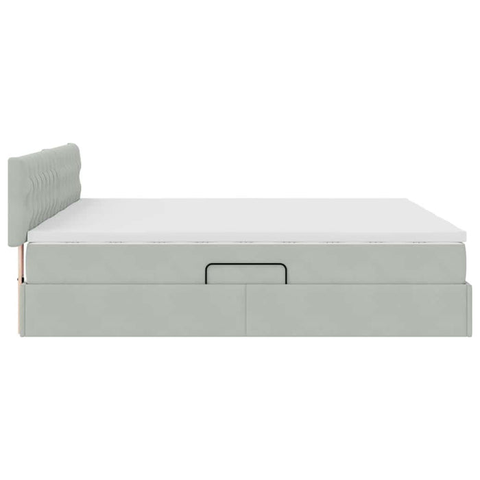 Pat cu storage cu saltea cu headboard Gri deschis 100 x 200 cm - WALTI WALTI