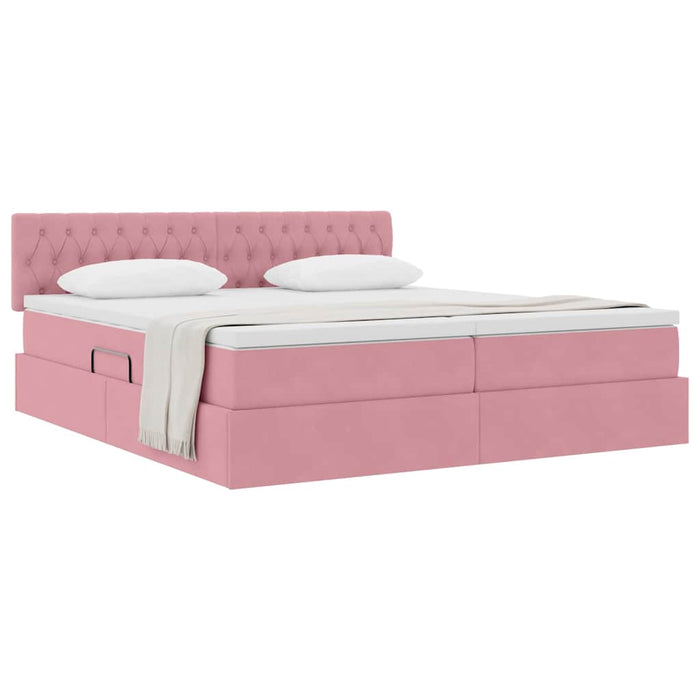 Pat cu storage cu saltea cu headboard Roz 100 x 200 cm - WALTI WALTI
