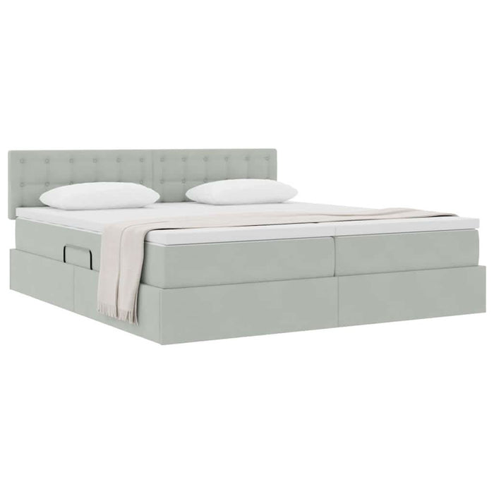 Pat cu storage cu saltea cu headboard Gri deschis 100 x 200 cm - WALTI WALTI