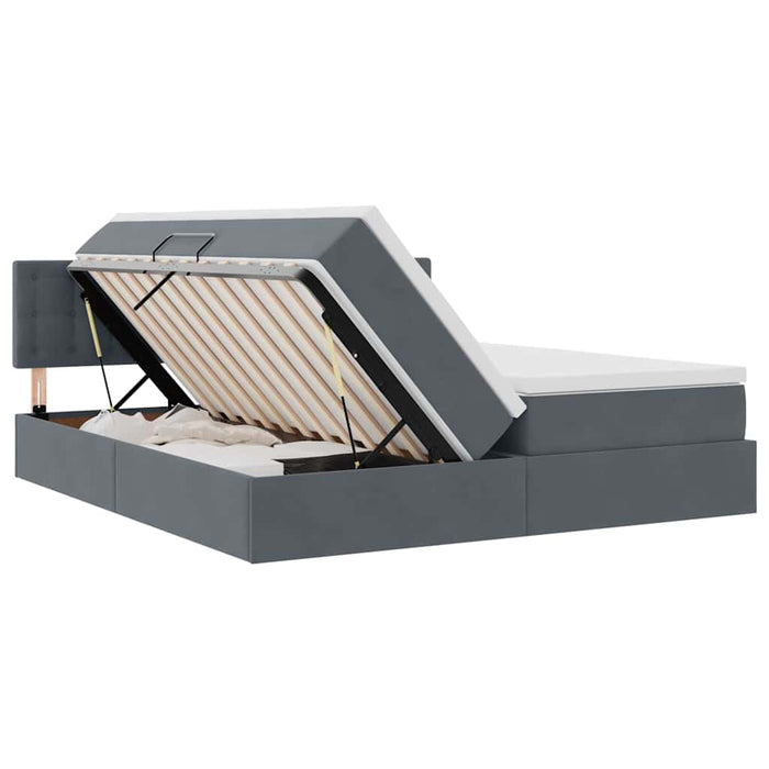 Pat cu storage cu saltea cu headboard Gri închis 100 x 200 cm - WALTI WALTI