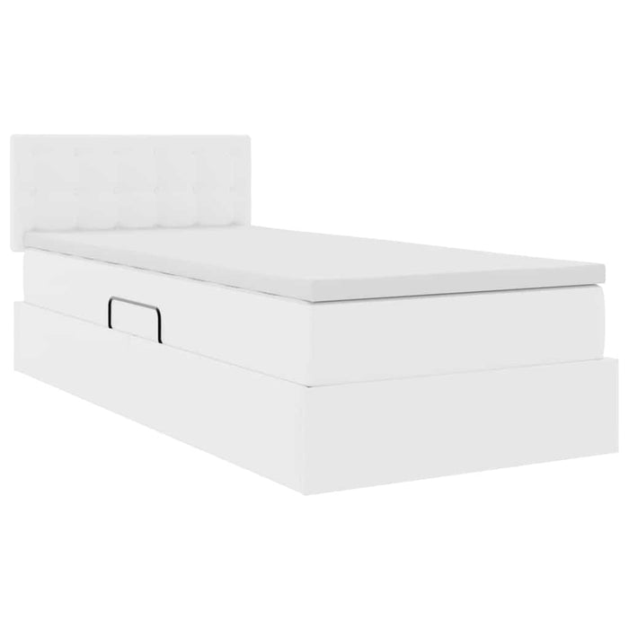 Pat cu saltea și LED Alb pur 90 x 190 cm Piele artificială - WALTI WALTI