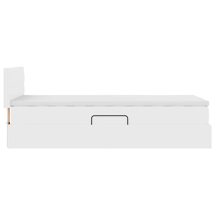 Pat cu saltea și LED Alb pur 90 x 190 cm Piele artificială - WALTI WALTI