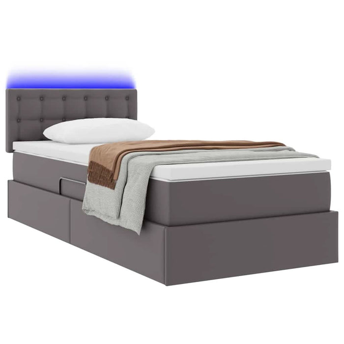 Pat cu saltea și LED cu led Gri 90 x 190 cm Piele artificială - WALTI WALTI