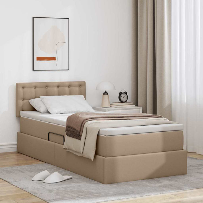 Pat cu saltea și LED Cappuccino 90 x 190 cm Piele artificială - WALTI WALTI