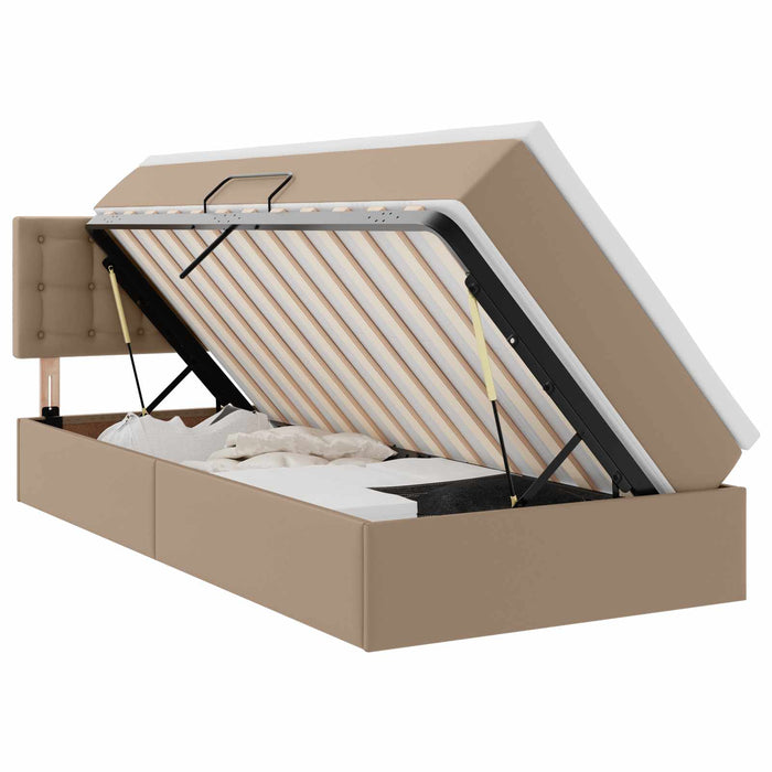 Pat cu saltea și LED Cappuccino 90 x 190 cm Piele artificială - WALTI WALTI