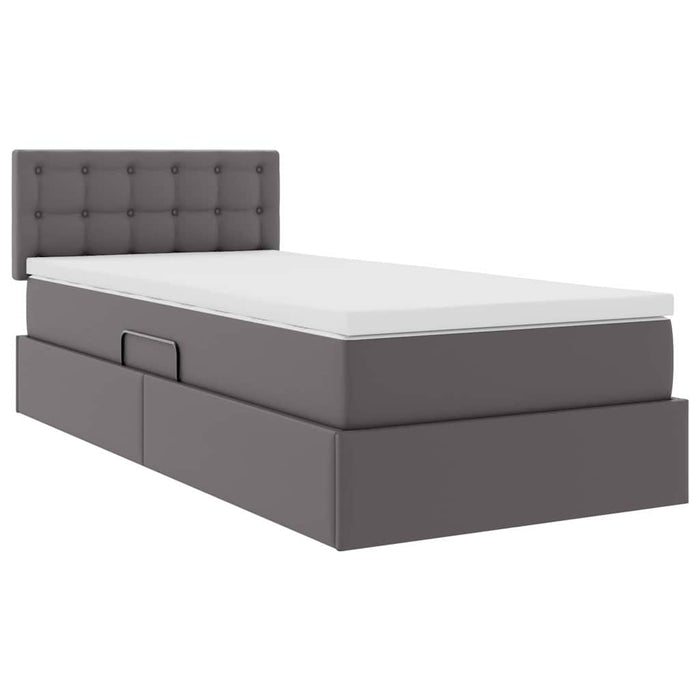 Pat cu saltea și LED cu led Gri 100 x 200 cm Piele artificială - WALTI WALTI