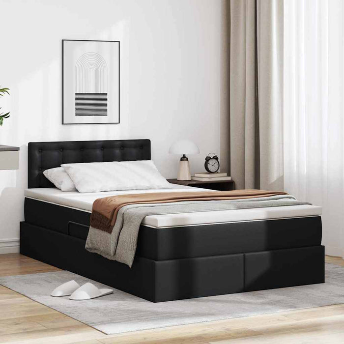 Pat cu saltea și LED Negru 120 x 190 cm Piele artificială - WALTI WALTI