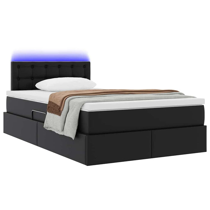 Pat cu saltea și LED Negru 120 x 190 cm Piele artificială - WALTI WALTI