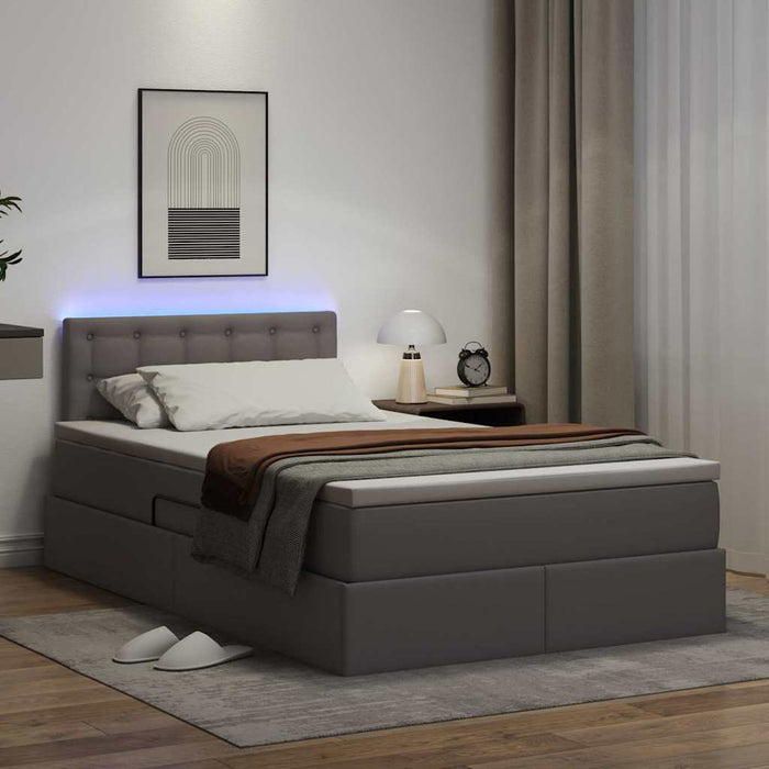 Pat cu saltea și LED Gri 120 x 190 cm Piele artificială - WALTI WALTI