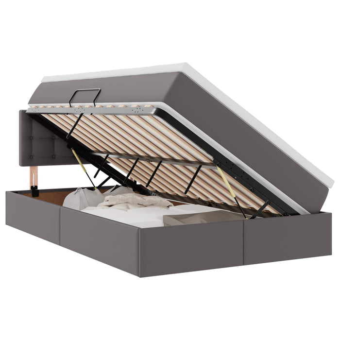 Pat cu saltea și LED Gri 120 x 190 cm Piele artificială - WALTI WALTI