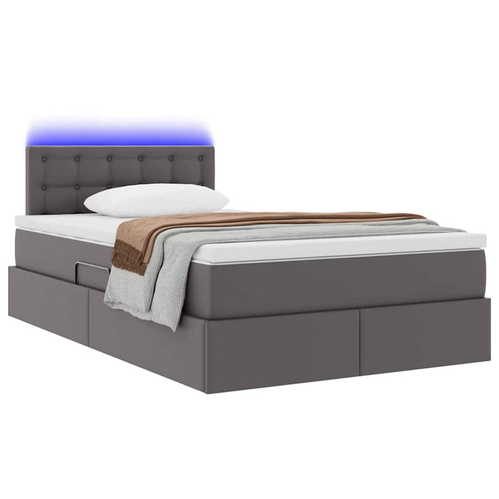 Pat cu saltea și LED Gri 120 x 190 cm Piele artificială - WALTI WALTI