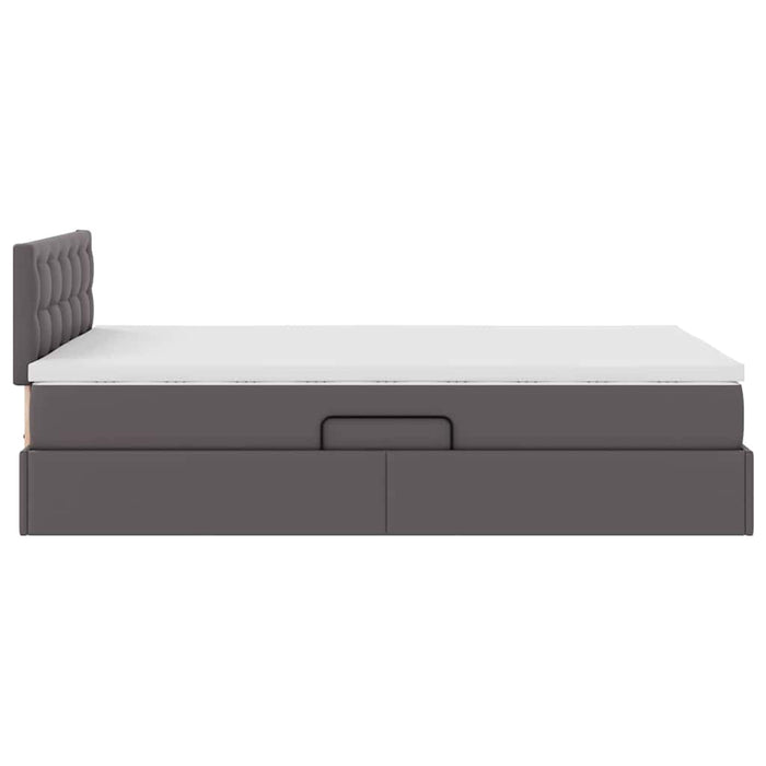 Pat cu saltea și LED Gri 120 x 190 cm Piele artificială - WALTI WALTI
