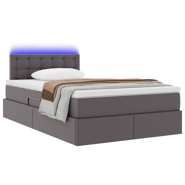 Pat cu lumini cu bandă LED cu headboard Gri 120 x 200 cm PVC - WALTI WALTI